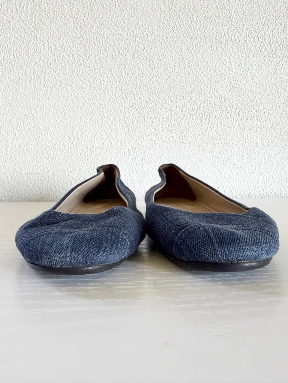 Chanel Denim Cap Toe Ballet Flats Interlocking CC Logo Size EU 37